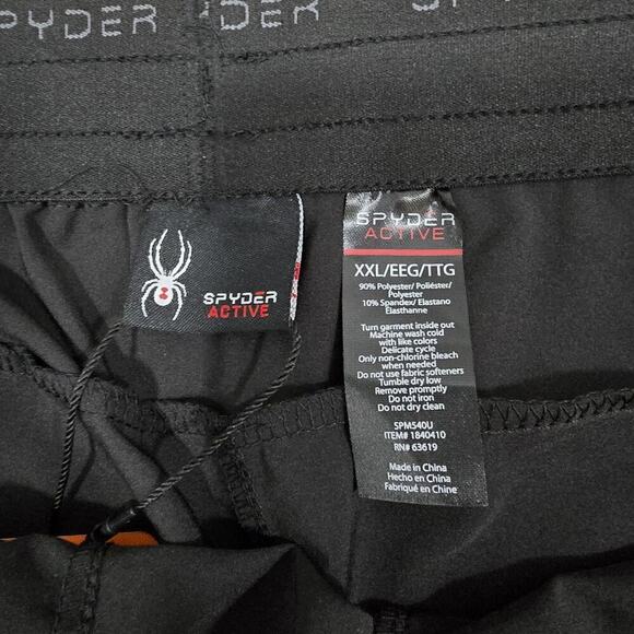 NEW Spyder Active Mens XXL Black Performance Shorts Elastic Waistband Zipper - Picture 8 of 9